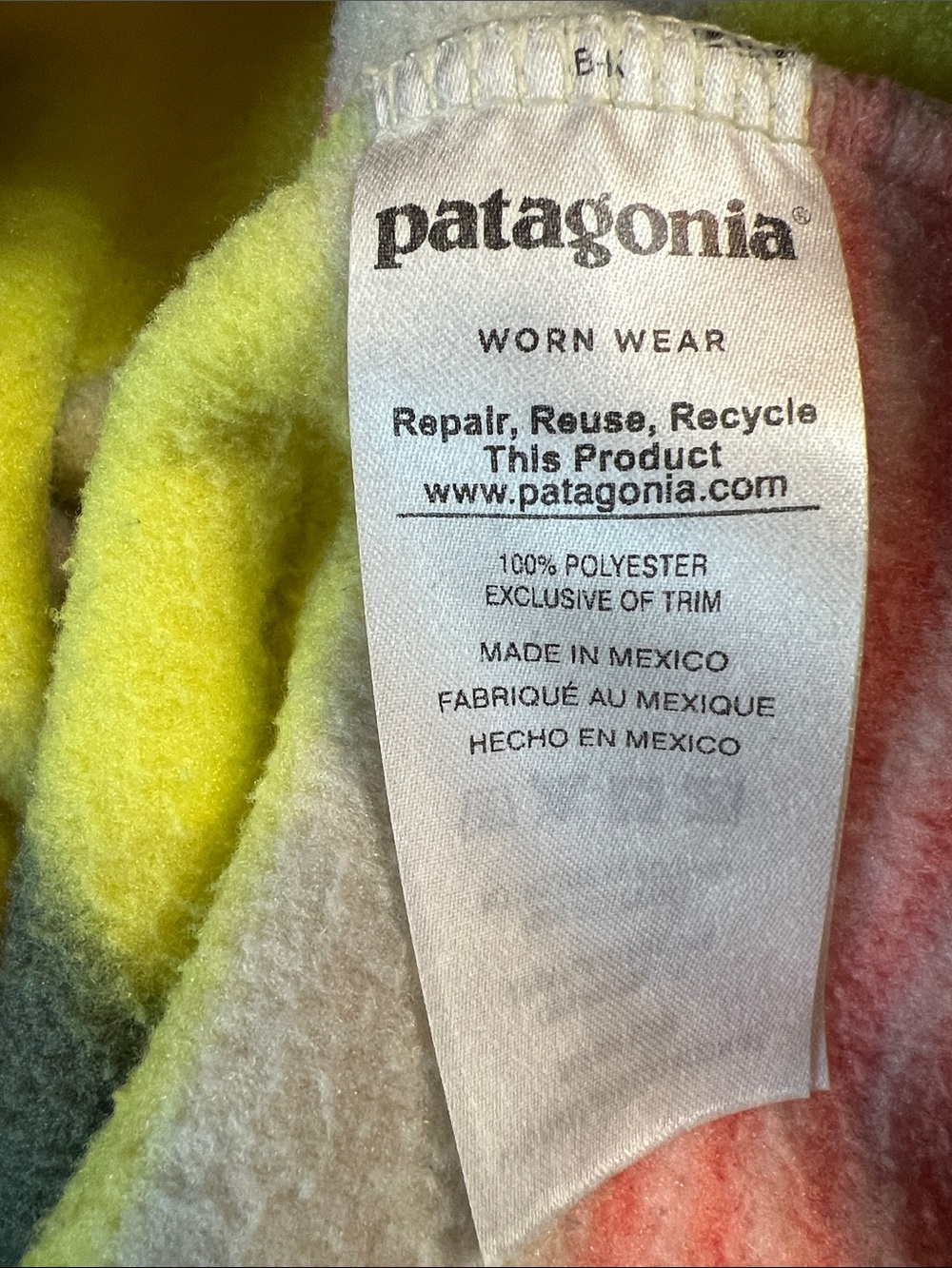 Patagonia Synchilla Pullover in Yellow, Coral & Gray Size XL❤️❤️ - Picture 5 of 5